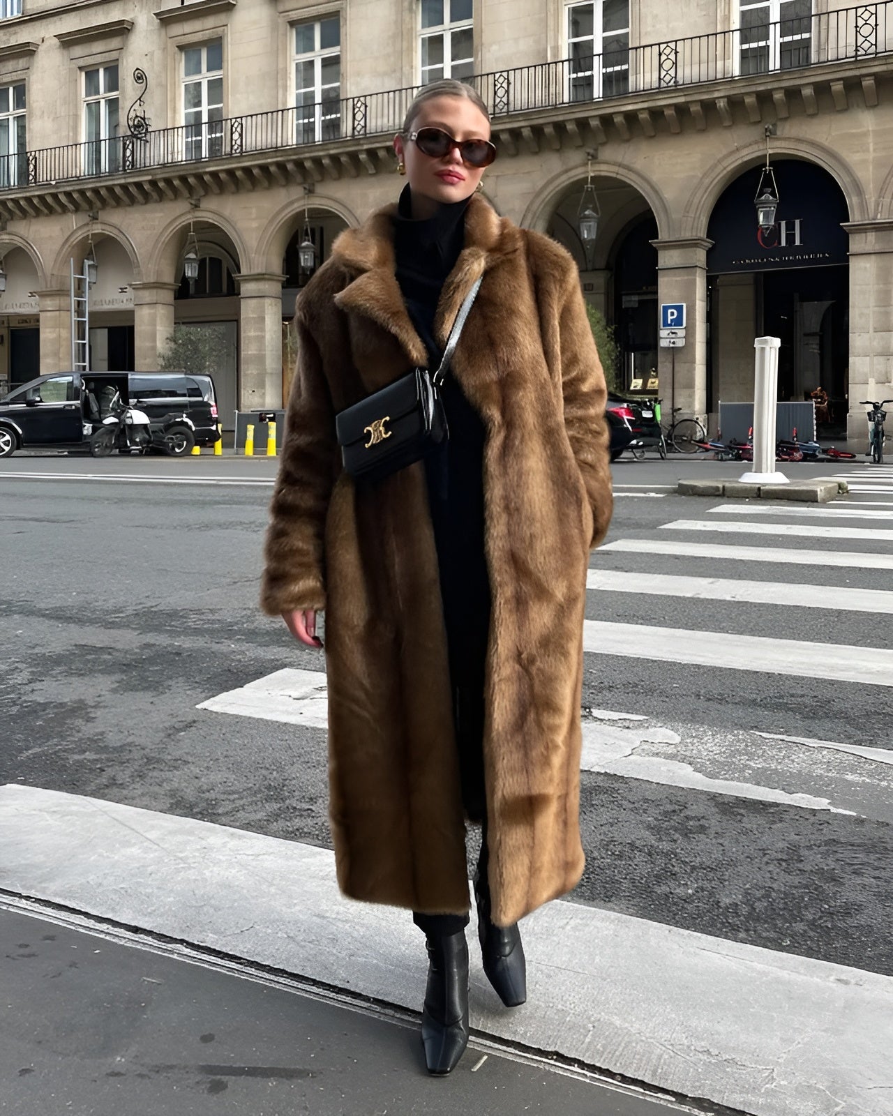 Faux Fur Long Overcoat