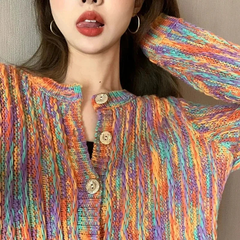 Landree™ | Vibrant multi-colored cable knit sweater